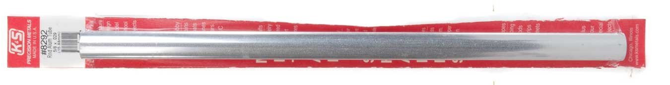 Aluminum Tube - 12` 30cm Long -- 5/8` 15.88mm OD .029` .74mm Thick Wall, All Scales, K & S Engineering 8292