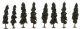 Evergreen-Conifer Trees - Super Scenic Series -- 4-1/4 - 4-5/16′ 10.8 - 11cm pkg(8), All Scales, JTT Miniature Tree 92134