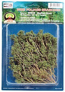 Foliage Branches - 1-1/2 to 3′ 3.8 to 7.6cm pkg(60) -- Medium Green, All Scales, JTT Miniature Tree 95519