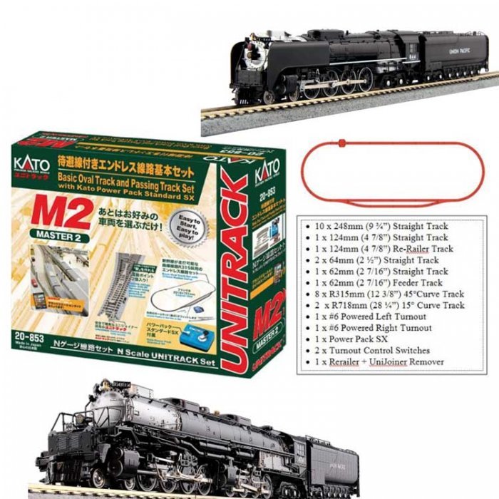 Union Pacific 4-8-8-4 Big Boy & 4-8-4 FEF-3 Starter Set - Standard DC -- Locos, M2 unitrack Oval w, N, Kato USA Inc 1070100