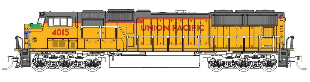 EMD SD70M w/Standard Flat Radiators - Sound and DCC -- Union Pacific 4015 (Excursion Scheme, Armo, N, Kato USA Inc 1764015S