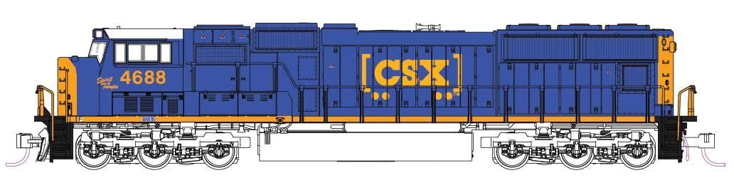 EMD SD70M with Flat Radiators - Standard DC -- CSX 4688 Spirit of Tampa (blue, yellow, Boxcar Logo, N, Kato USA Inc 1767617