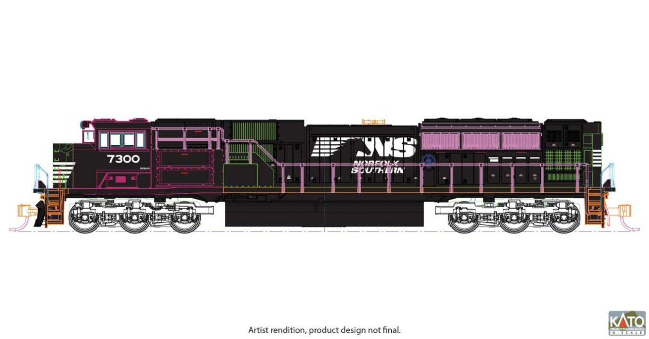 EMD SD70ACU - Standard DC -- Norfolk Southern 7300 (black, white, Horse Head Logo), N, Kato USA Inc 1768560