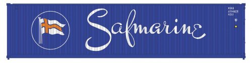 40′ Corrugated Container 2-Pack - Assembled -- Safmarine (blue, white, red), N, Kato USA Inc 80055K