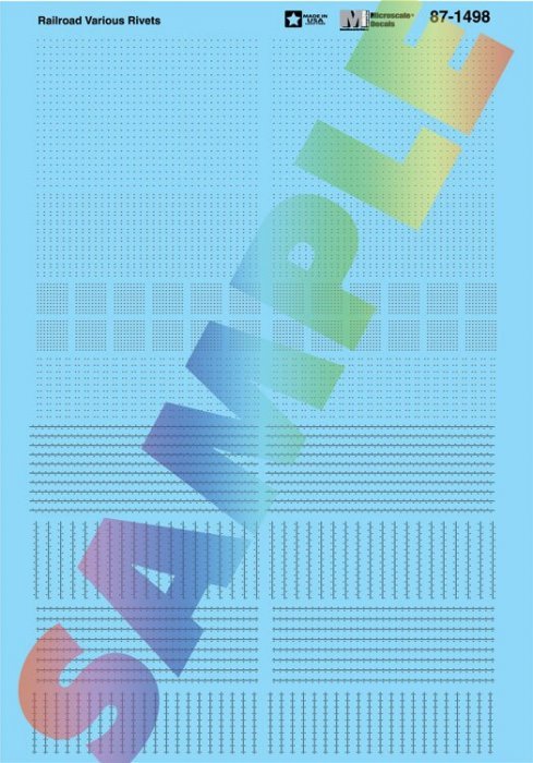 Railroad Texture Decal Set -- Railroad Various Rivets, Various Spacings, HO, Microscale Industries Inc 871498