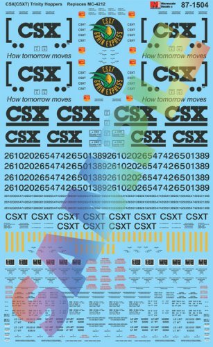 Railroad Decal Set -- CSX Trinity Covered Hoppers (Replaces 460-4212), HO, Microscale Industries Inc 871504