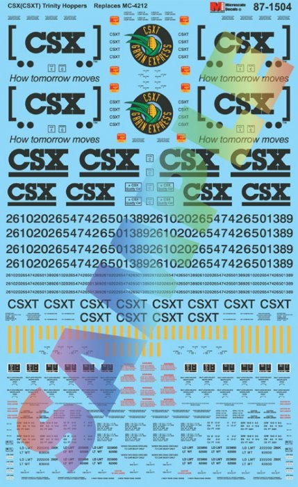 Railroad Decal Set -- CSX Trinity Covered Hoppers (Replaces 460-4212), HO, Microscale Industries Inc 871504