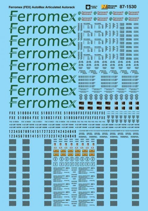 Ferrocarril Mexicano - FXE -- AutoMax Articulated Autoracks, HO, Microscale Industries Inc 871530