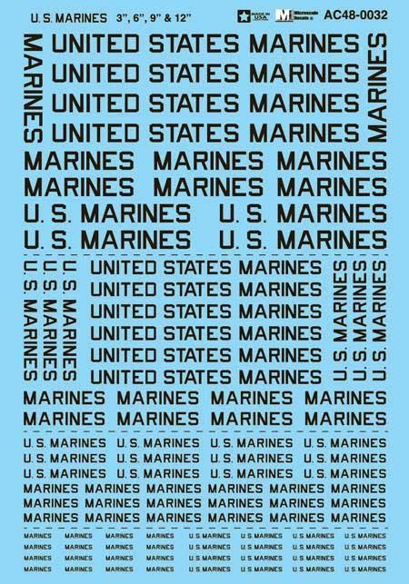 U.S. Marines 3,6,9,12 in, 1/48, Microscale Industries Inc AC480032