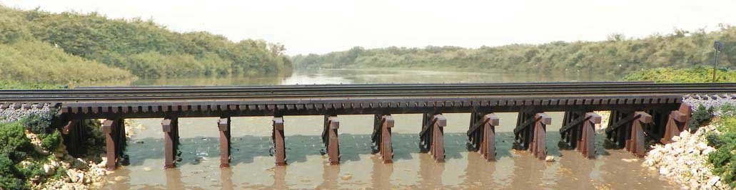 Wood Estuary Railroad Trestle -- Laser-Cut Wood Kit - 14 x 90 Scale Feet, HO, B.T.S. 27144