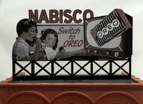 Nabisco Oreo Animated Rooftop Billboard - Light Works USA -- Large for HO & O Scales -, All Scales, Micro Structures 881751