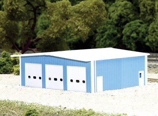 Fire Station -- (blue) Scale 50 x 40′ 15.2 x 12.2m, N, Pikestuff 8009