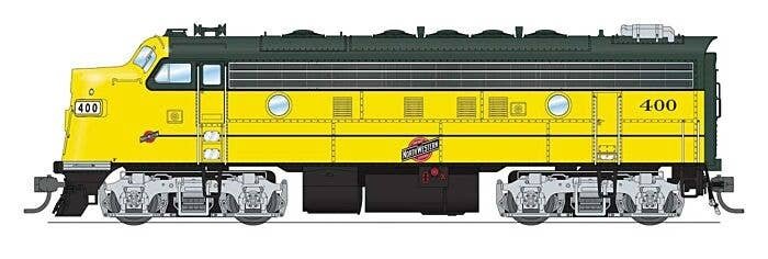 EMD F7A - Sound and DCC - Paragon4(TM) -- Chicago & North Western 401 (executive Scheme, yellow, green, silver), HO, Broadway Li