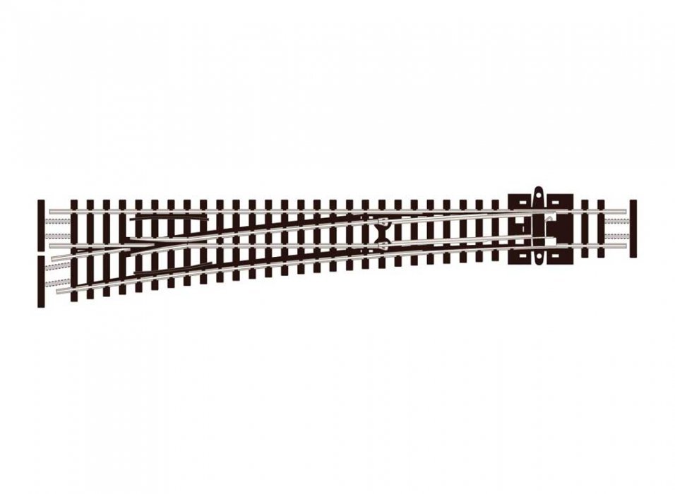 Code 55 8 Turnout, Long 36′ Radius - Electrofrog -- Left-Hand, N, Peco SLE389F