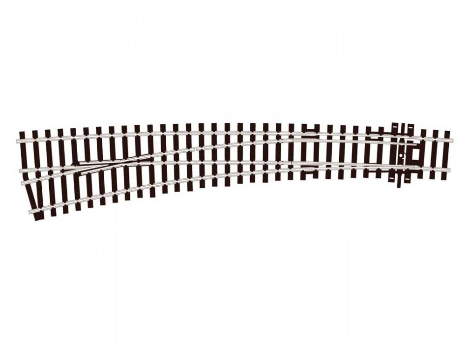 Code 100 Curved Double Radius Turnout - Streamline -- Left Hand, Electrofrog, HO, Peco SLE87