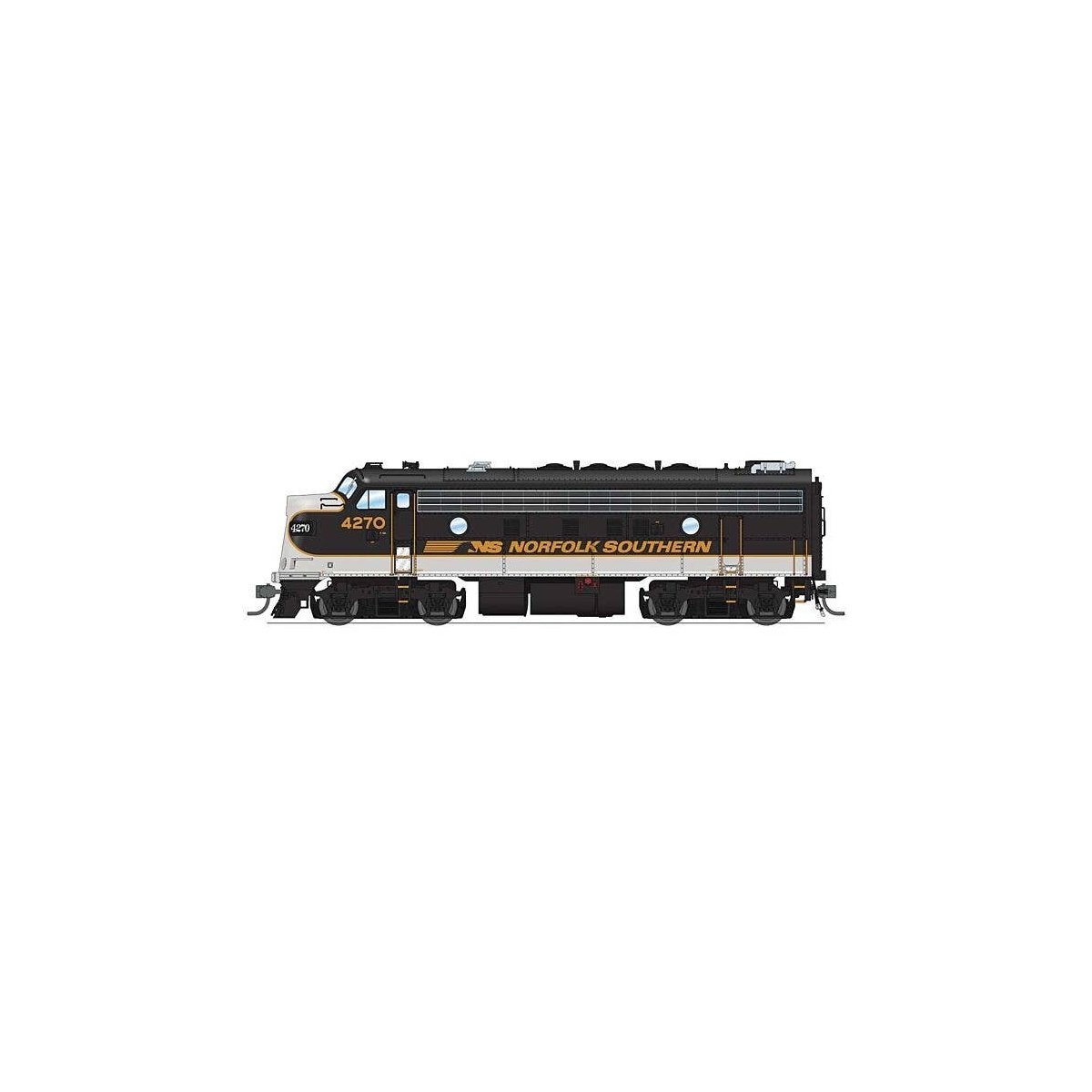 EMD F7 A-Unpowered B Set - Standard DC - Stealth -- Norfolk Southern 4270, 4275 (Tuxedo, black, white, gold), HO, Broadway Limit
