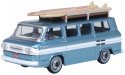 1961 Chevrolet Corvair Greenbrier Passenger Van - Assembled -- Tampico Turquoise, Cameo White, HO, Oxford Diecast 87CG61001