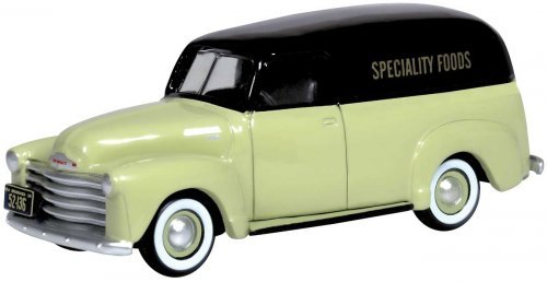 1950 Chevrolet 3100 Van - Assembled -- Specialty Foods (khaki, black), HO, Oxford Diecast 87CV50004