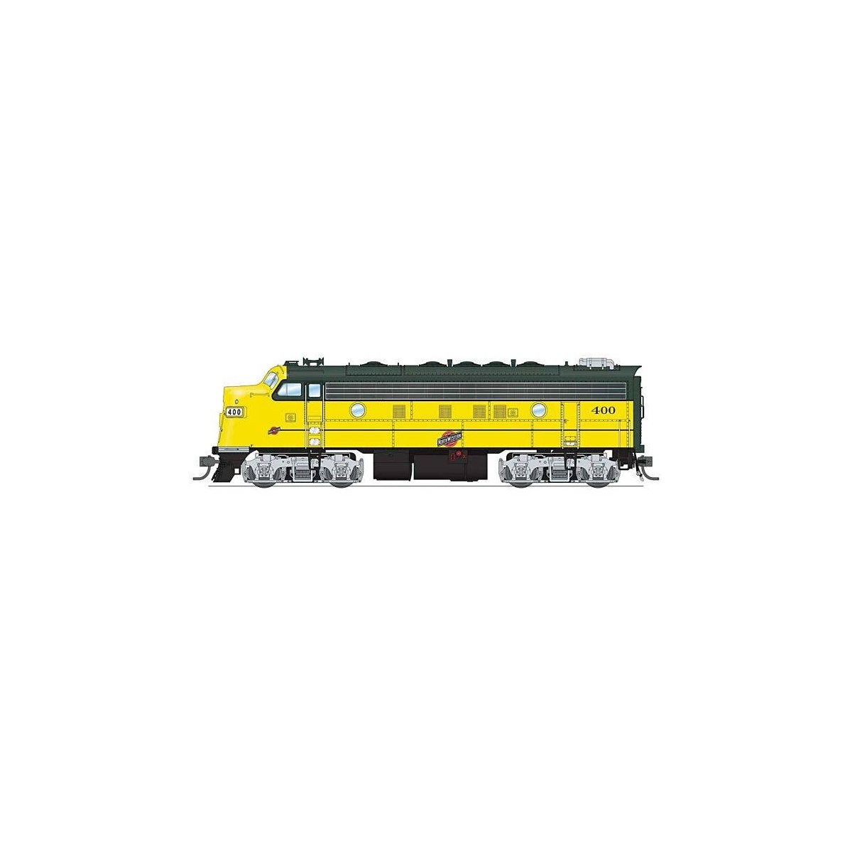 EMD F7B - Sound and DCC - Paragon4(TM) -- Chicago & North Western 403 (executive Scheme, yellow, green, silver), HO, Broadway Li