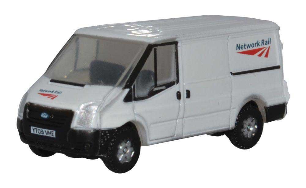 Ford Transit SWB Low Roof Van - Assembled - Assembled -- Network Rail (white, black, red), N, Oxford Diecast NFT023