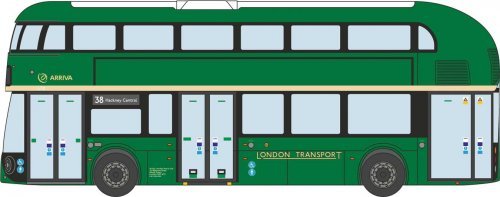 2013 New Routemaster Bus - Assembled -- Arriva/London Transport (green), N, Oxford Diecast NNR009