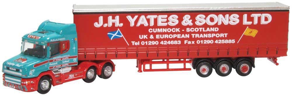 1990-2010 Scania T Tractor with Curtain-Side Trailer - Assembled -- J.H. Yates and Sons Ltd., N, Oxford Diecast NTCAB008