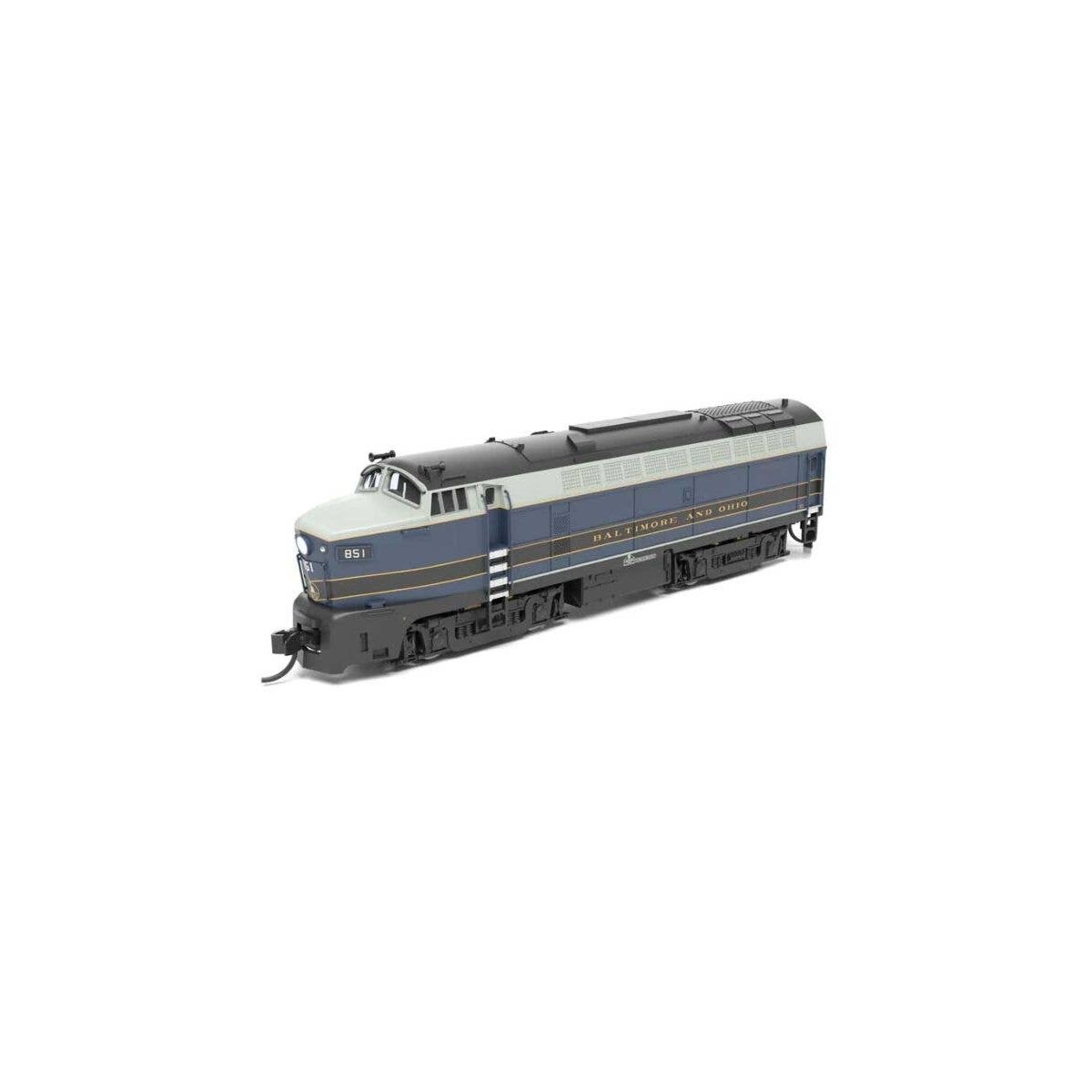 Baldwin RF16 Sharknose Powered A-Unpowered B Set - Sound and DCC - Paragon4 -- Baltimore & Ohio 851A, 851X (blue, gray, black), 