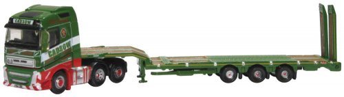 2012 Volvo FH4 with Nooteboom 3-Axle Low Loader Trailer - Assembled -- Cadzow (green, red, whit, N, Oxford Diecast NVOL4007