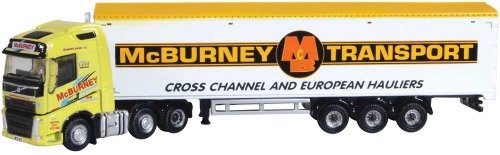 Volvo FH4 Tractor with Walking-Floor Trailer - Assembled -- Mc Burney (yellow, white, red, blac, N, Oxford Diecast NVOL4008