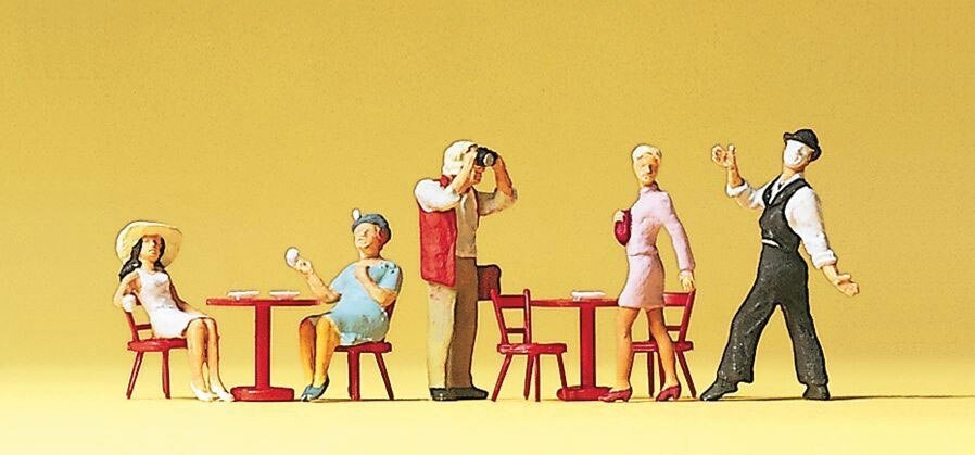 People Working -- Pantomine In Cafe with Guests pkg(5), HO, Preiser Kg 10348