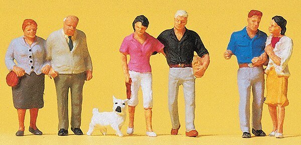 Standing Couples w/Dog -- pkg(6), HO, Preiser Kg 10527