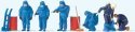 Firemen in Blue Hazmat Suits -- pkg(6), HO, Preiser Kg 10729