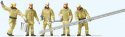 Modern Firemen Arriving at Scene with Accessories -- Beige Uniforms pkg(5), HO, Preiser Kg 10770