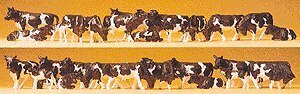 Dairy Cows pkg(30) -- Holsteins (black, white), HO, Preiser Kg 14408