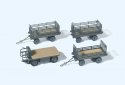 Electric Baggage Truck (Nonoperating) with 3 Trailers - Kit -- German Federal Railways DB (Era III, g, HO, Preiser Kg 17126