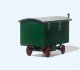 Wood Construction Wagon with 3 Workers on Break at Table - Assembled -- Green Trailer, HO, Preiser Kg 33263