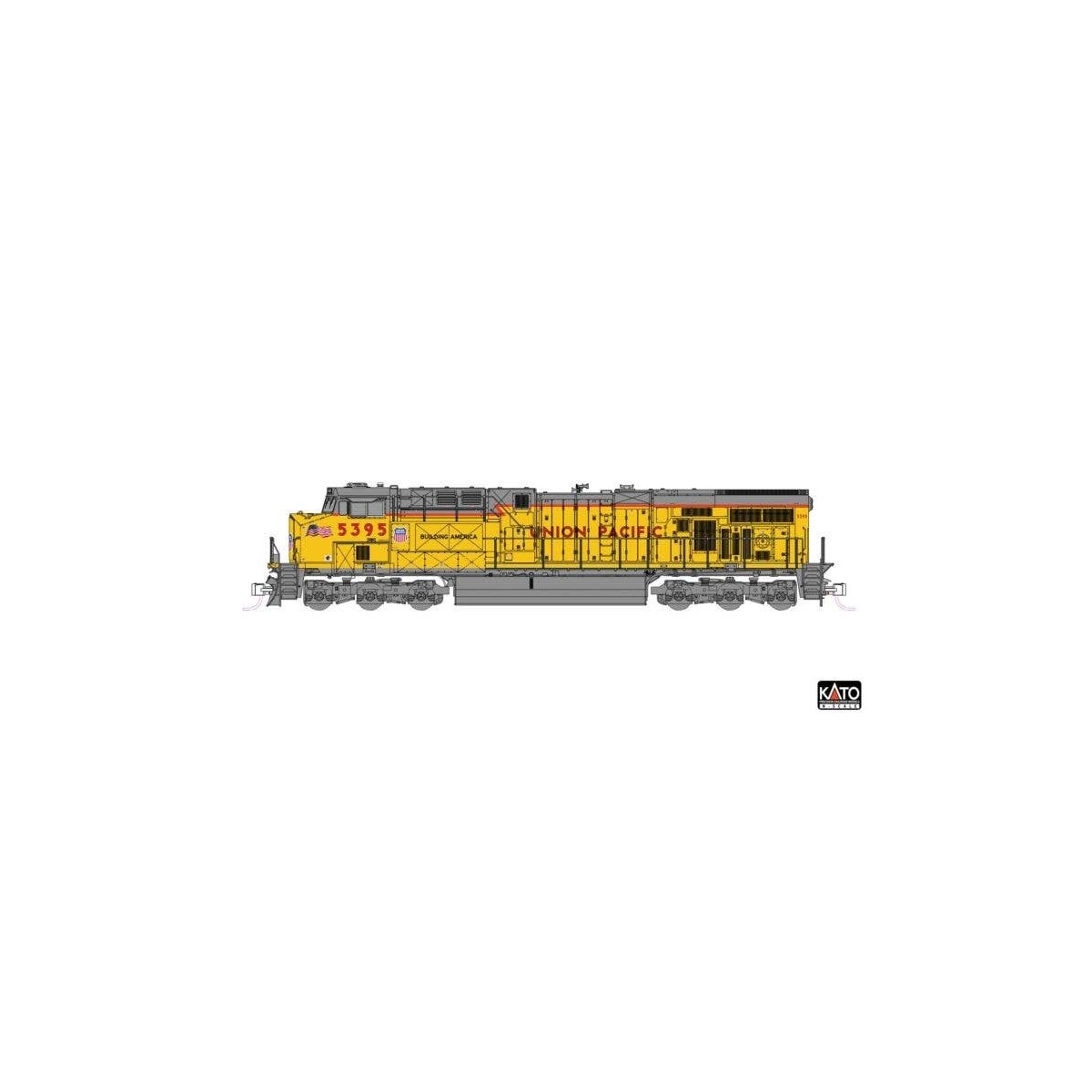 GE ES44AC GEVO - Sound and DCC -- Union Pacific 5395 (2020s, Armour Yellow, gray, Nose Flag), N, Kato USA Inc 1768965S