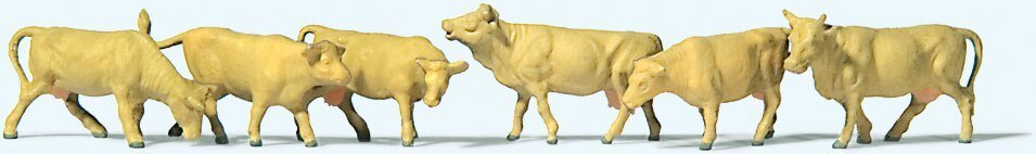 Light Brown Cows -- pkg(6), N, Preiser Kg 79229