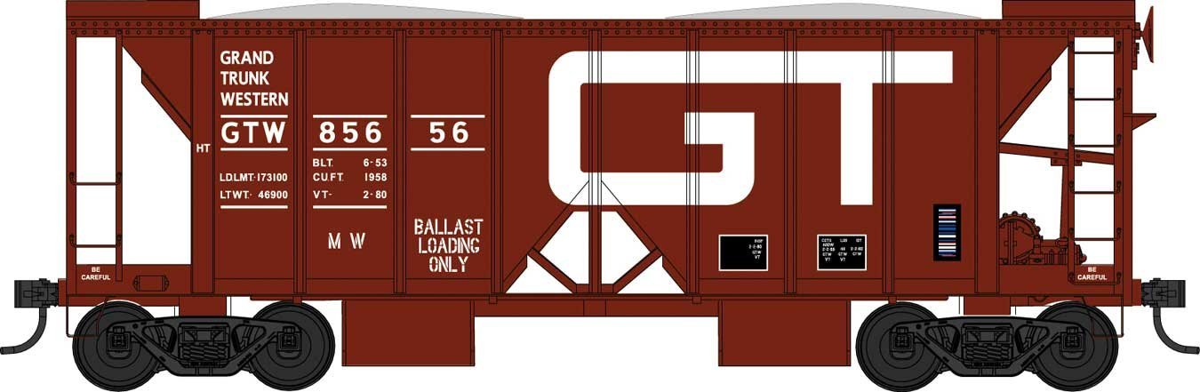 70-Ton 2-Bay Ballast Hopper with Side Chutes (Ballast Gates) - Ready to Run -- Grand Tr, HO, Bowser Manufacturing Co. 43667