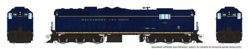 EMD SD9 High Nose - Standard DC -- Baltimore & Ohio 766 (blue, yellow Roman Lettering), HO, Rapido Trains Inc 50214