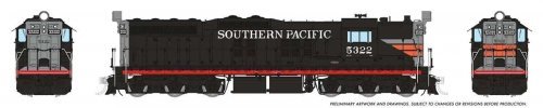 EMD SD7 High Nose - ESU LokSound and DCC -- Southern Pacific 5322 (Black Widow, black, silver,, HO, Rapido Trains Inc 50611