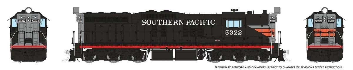 EMD SD7 High Nose - ESU LokSound and DCC -- Southern Pacific 5322 (Black Widow, black, silver,, HO, Rapido Trains Inc 50611
