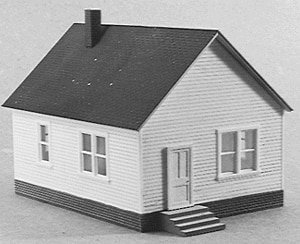 One-Story House -- Kit - 3 x 3-7/8′ 7.7 x 9.9cm, HO, Rix Products 201