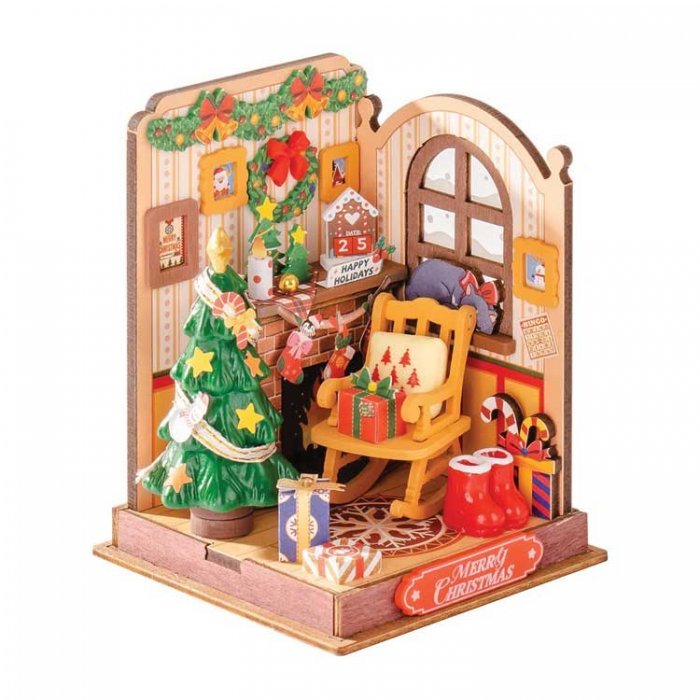 Rolife Christmas Fireplace DS041 -- 3-D Laser-Cut Wood Puzzle, All Scales, Robotime DS041