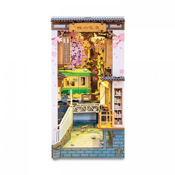 Sakura Densya Tram Book Nook Shelf Insert - Kit -- 3D Puzzle, All Scales, Robotime TGB01