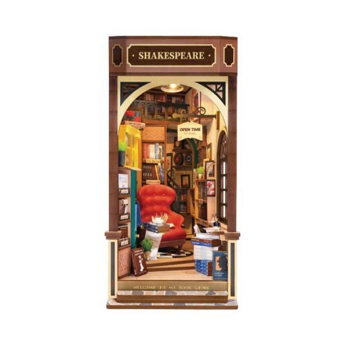 Bookstore DIY Book Nook Shelf Insert - Laser-Cut Wood Kit -- 3D Wooden Puzzle, All Scales, Robotime TGB07