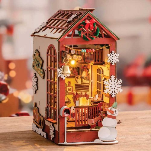Rolife Christmas Indoor Scene DIY Book Nook TGC07 -- 3-D Laser-Cut Wood Puzzle, All Scales, Robotime TGC07