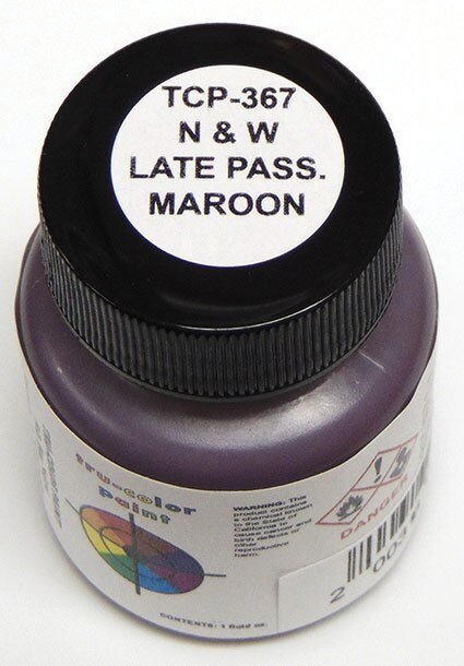 Railroad Color Acrylic Paints - 1oz 29.6mL -- Norfolk & Western Late Passenger Car Maroon, All Scales, Tru-Color Paint 367