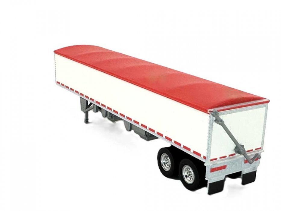 39′ Covered Grain Trailer - Assembled -- White with Red Tarp, HO, HO Logistics Replicas 468