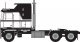 1970s Kenworth K100 Potomac Tractor w/Aerodyne Sleeper Cab - Assembled -- Black, White, N, Trainworx Inc 41065